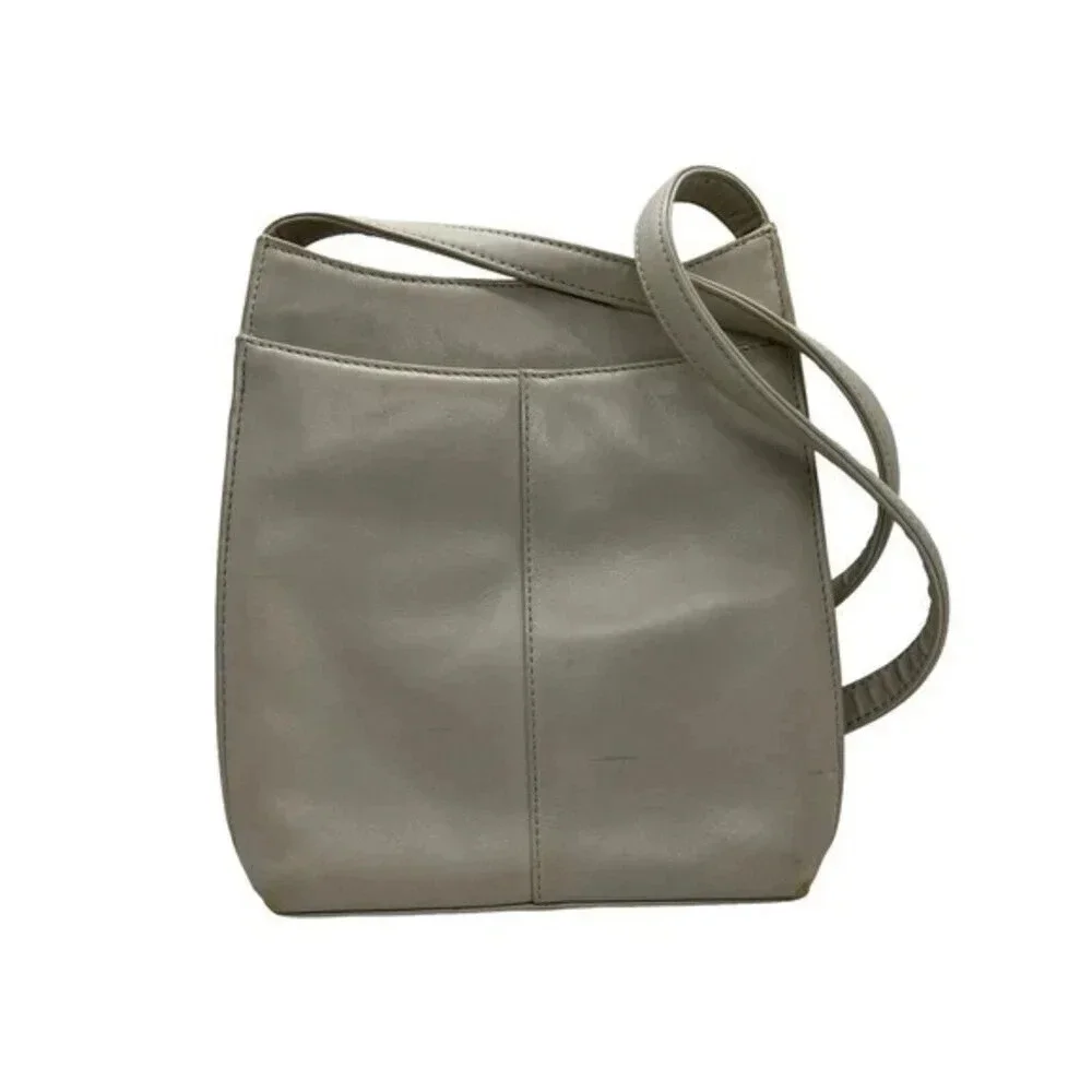 Jones New York Vintage Leather Shoulder Bag Slim Purse Bone​​​‎